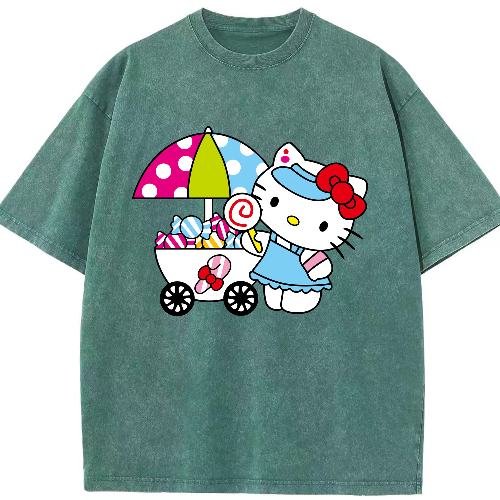 （画像用） Hello Kitty ハローキティ 綿100% ヴィンテージ風 半袖Tシャツ（フロントプリント）